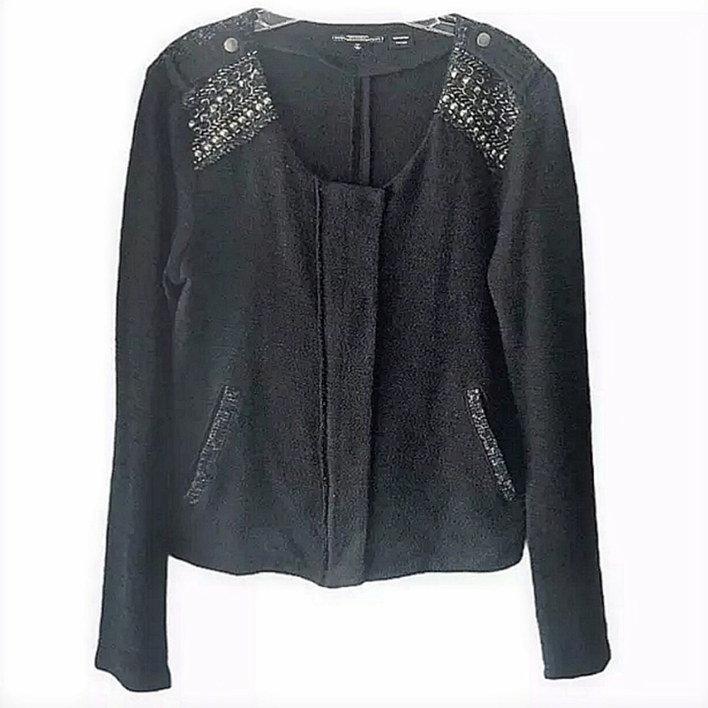 Miss Me Black Embellished Wool Blend Moto Jacket